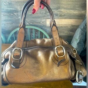 Vintage Burberry metallic gold doctor style bag